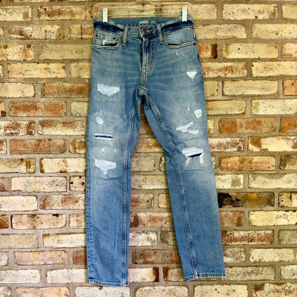 Old Navy Medium Wash Distressed Skinny Jeans | Inseam: 30, Waist: 28